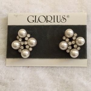 NWT faux pearl/CZ earrings